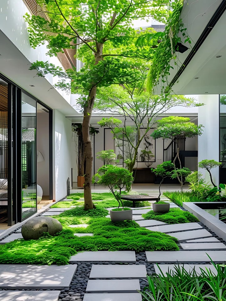 Sân vườn hiện đại sau nhà - zion's